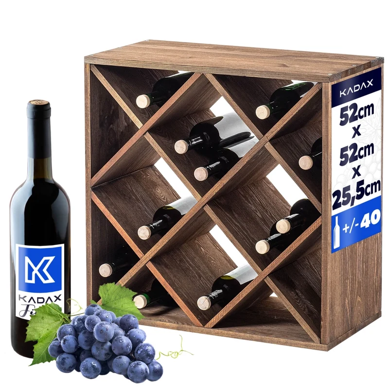Portabottiglie in legno KADAX, capacità 24 bottiglie, mobiletto per alcolici, ripiano per soggiorno, 52 cm