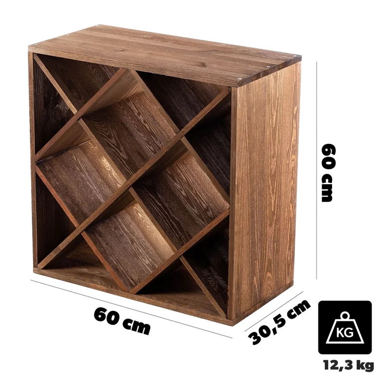 Portabottiglie in legno KADAX, capacità 24 bottiglie, mobiletto per alcolici, ripiano per soggiorno, 52 cm