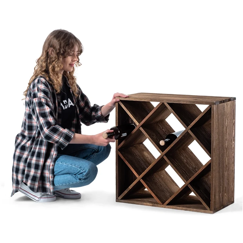 Portabottiglie in legno KADAX, capacità 24 bottiglie, mobiletto per alcolici, ripiano per soggiorno, 52 cm