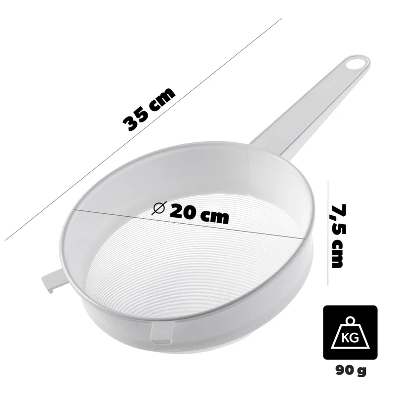 Colino a maglie fitte KADAX per farina, latte, zucchero a velo, da cucina, in plastica, 20 cm (200 mm)