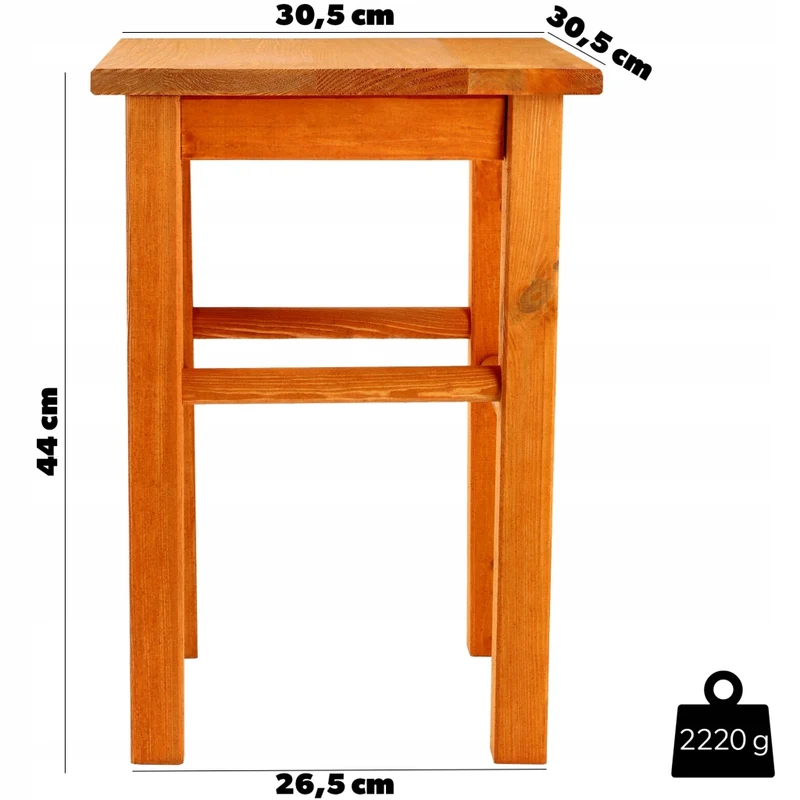 Sgabello da cucina in legno KADAX, 43,5 cm, in legno massello di ontano.