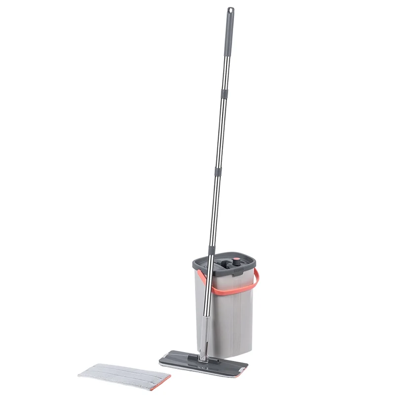 Mocio piatto KADAX con strizzatore, secchio a doppia camera da 6 litri con separazione dell'acqua + 2 inserti