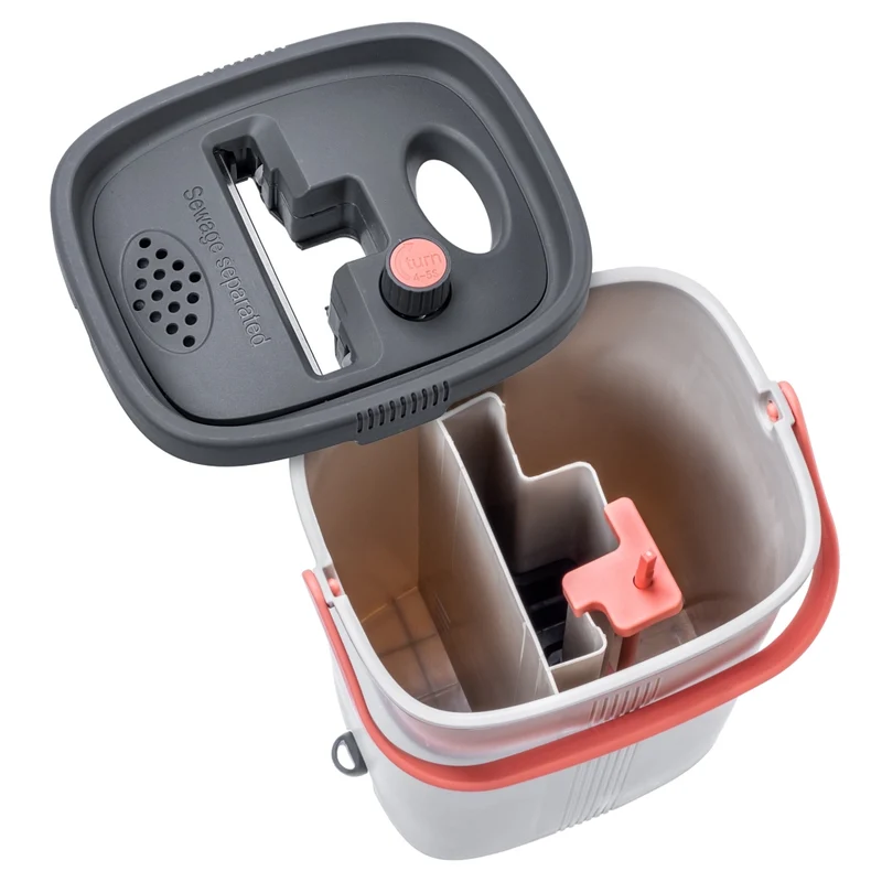 Mocio piatto KADAX con strizzatore, secchio a doppia camera da 6 litri con separazione dell'acqua + 2 inserti