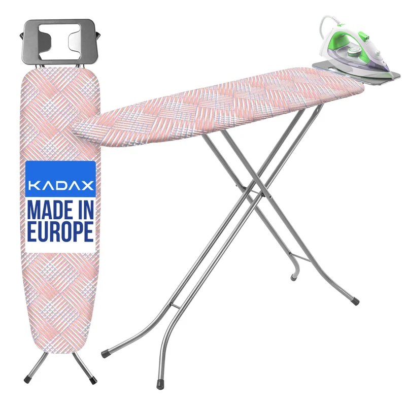 Asse da stiro standard KADAX, grande, 110x30 cm, pieghevole, con supporto per ferro da stiro.