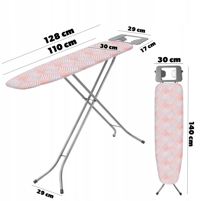 Asse da stiro standard KADAX, grande, 110x30 cm, pieghevole, con supporto per ferro da stiro.
