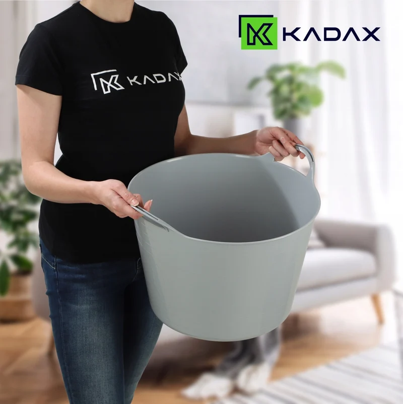 Bacinella per bucato KADAX, bacinella rotonda in plastica, vasca flessibile, 26 litri, grigia