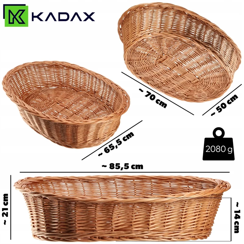 Cuccia per cani e gatti KADAX in vimini naturale, grande, ecologica, 85 cm di lunghezza
