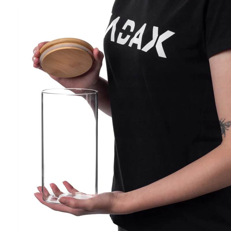 Contenitore per alimenti KADAX in vetro, per pasta e spezie sfuse, con coperchio, 1,4 litri.