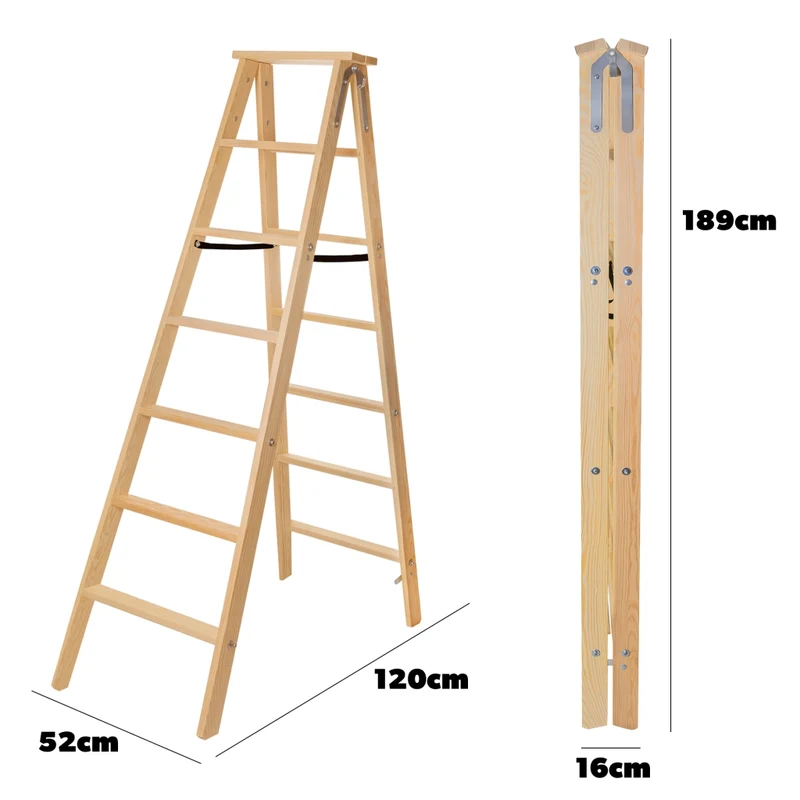 Scala da pittore in legno KADAX, 7 gradini, pieghevole, a doppia faccia