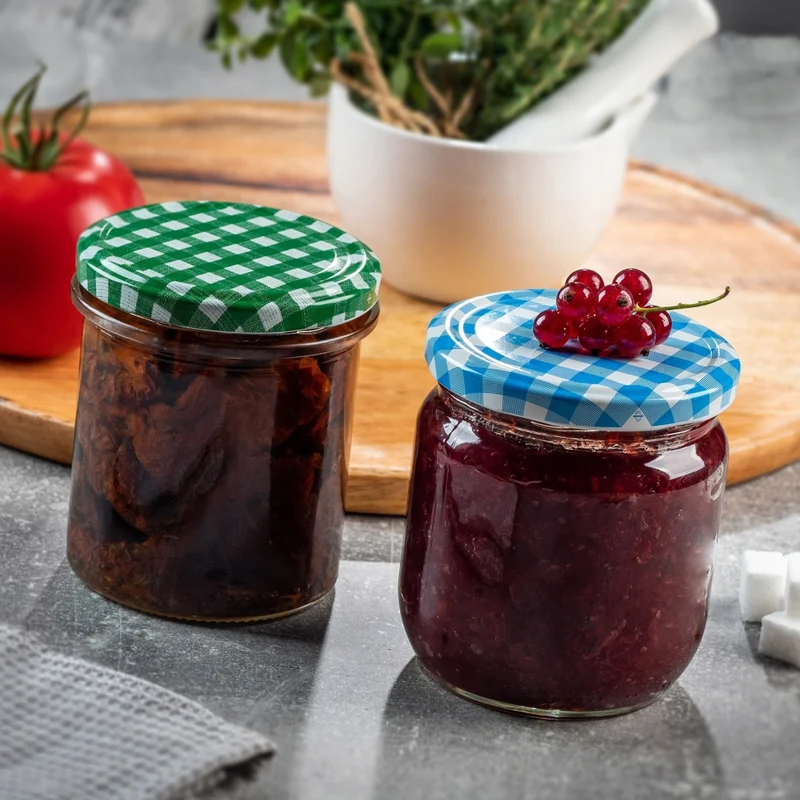 Barattoli di vetro KADAX Avila 350ml 50pz 82mm + coperchi "Fruit Mix"
