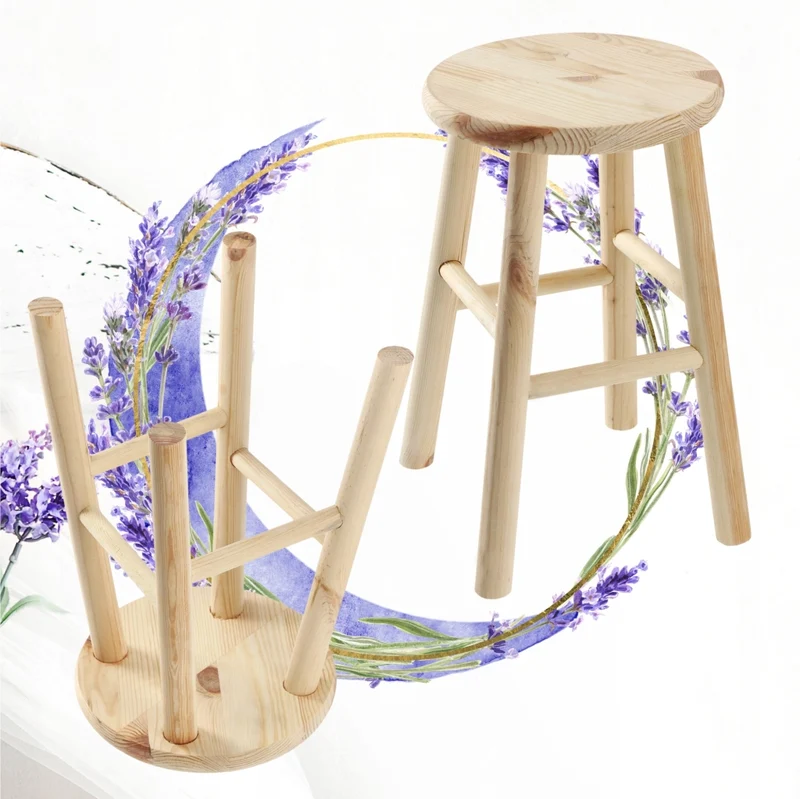 Sgabello da cucina in legno KADAX, 46 cm, in pino massello.