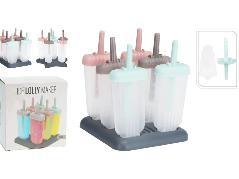Set 6 formine ghiaccioli in plastica in colori assortiti