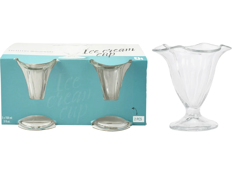 Set 2 pezzi coppe gelato in vetro 12x12cm