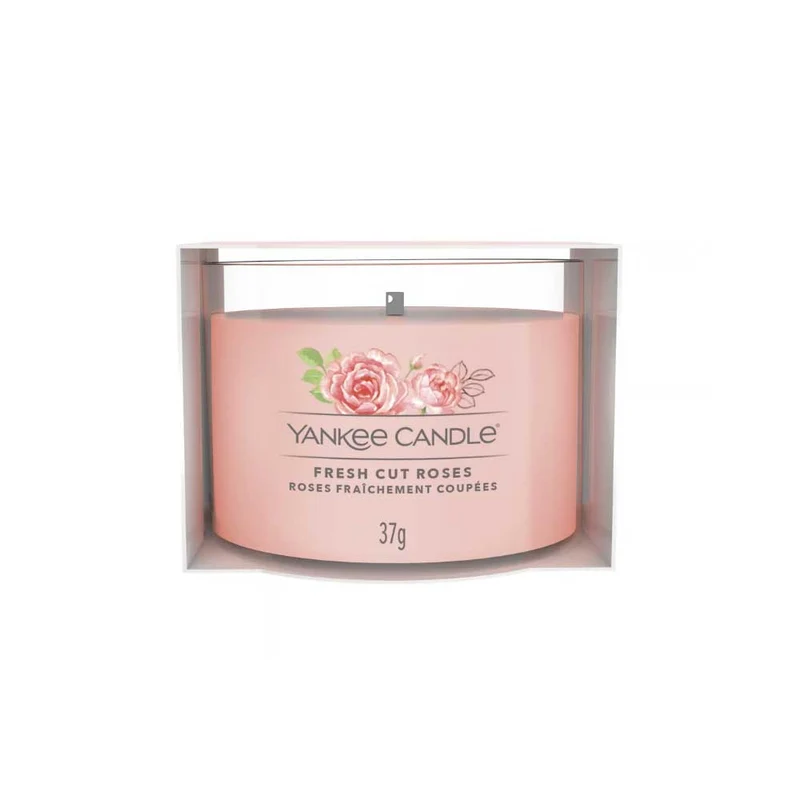 CANDELA VOTIVE IN VETRO SINGOLA FRESH CUT ROSES