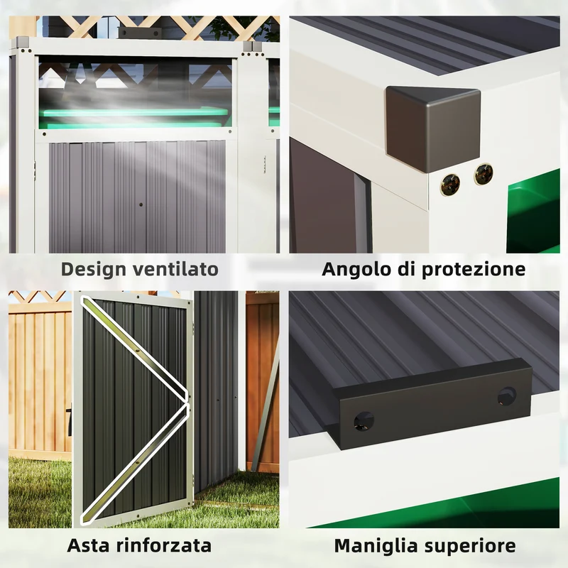 Copri Bidoni Spazzatura a 2 Sezioni 146x81x122 cm con Coperchio Sollevabile in Acciaio Zincato Grigio Scuro