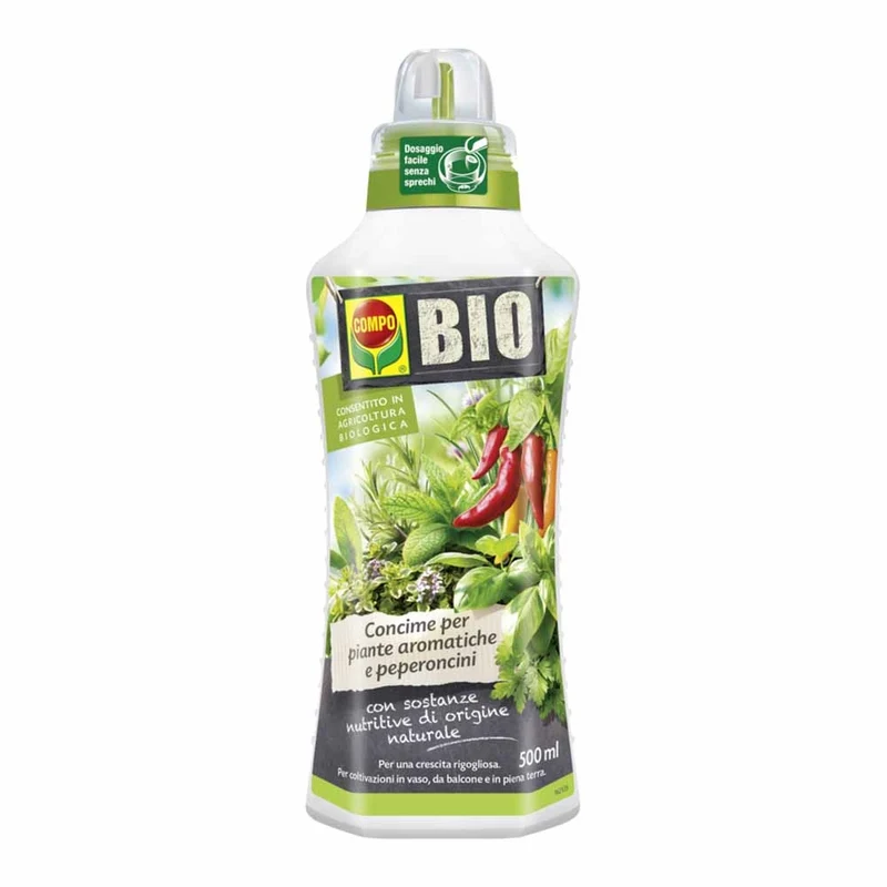 Concime per piante aromatiche e peperoncini Compo Bio 500ml