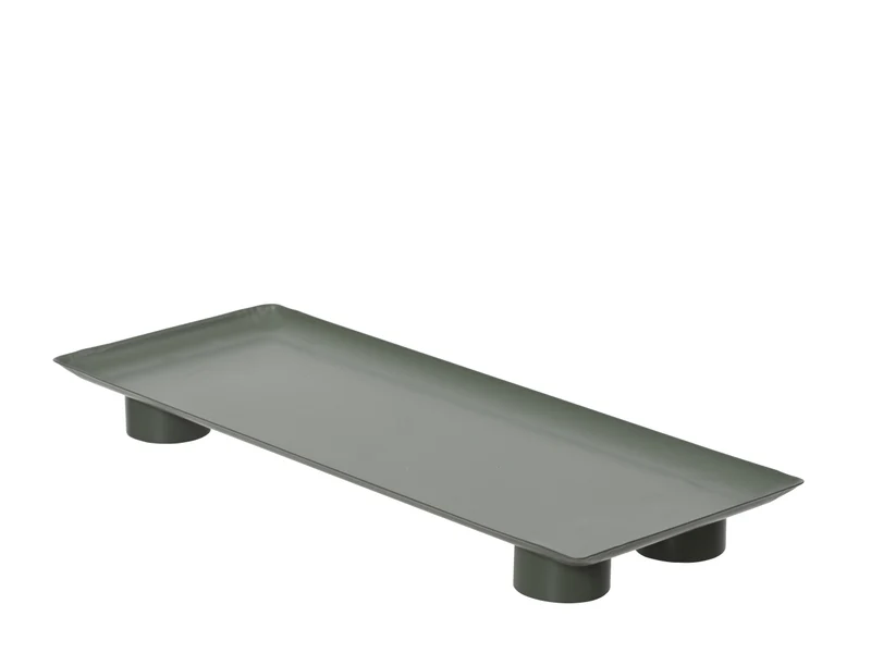 Vassoio 13x34x3cm verniciatura a polvere rettangolare in lamiera di ferro verde