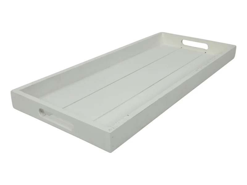 Vassoio rettangolare in legno bianco 21x48x3,5 cm - Countryfield