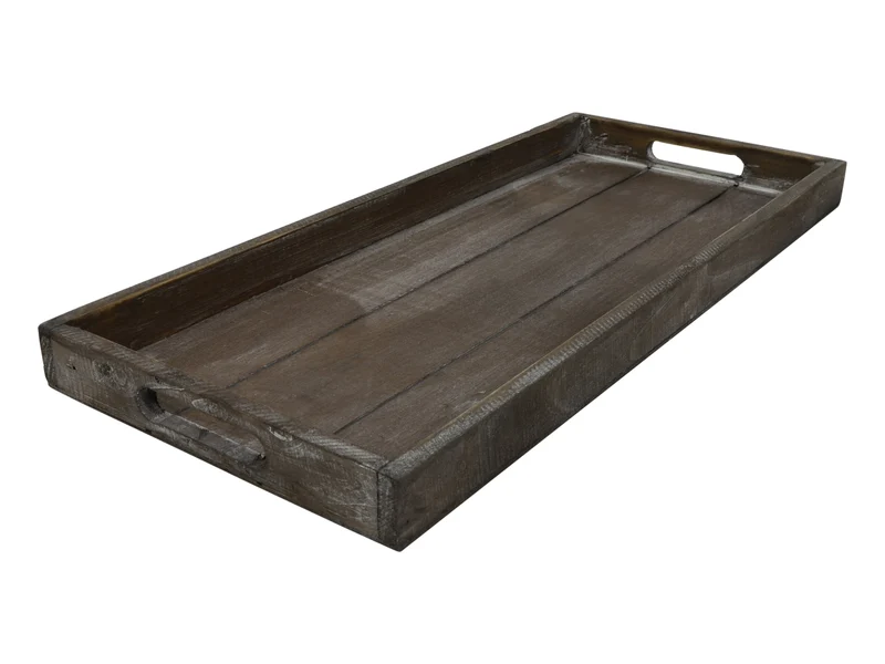 Vassoio rettangolare in legno marrone sbiancato 21x48x3,5 cm - Countryfield