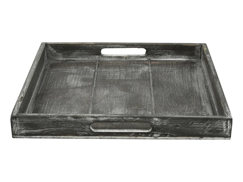 Vassoio quadrato in legno grigio sbiancato 30x30x3,5 cm - Countryfield
