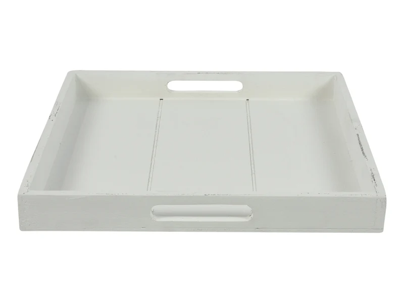Vassoio quadrato in legno bianco 30x30x3,5 cm - Countryfield