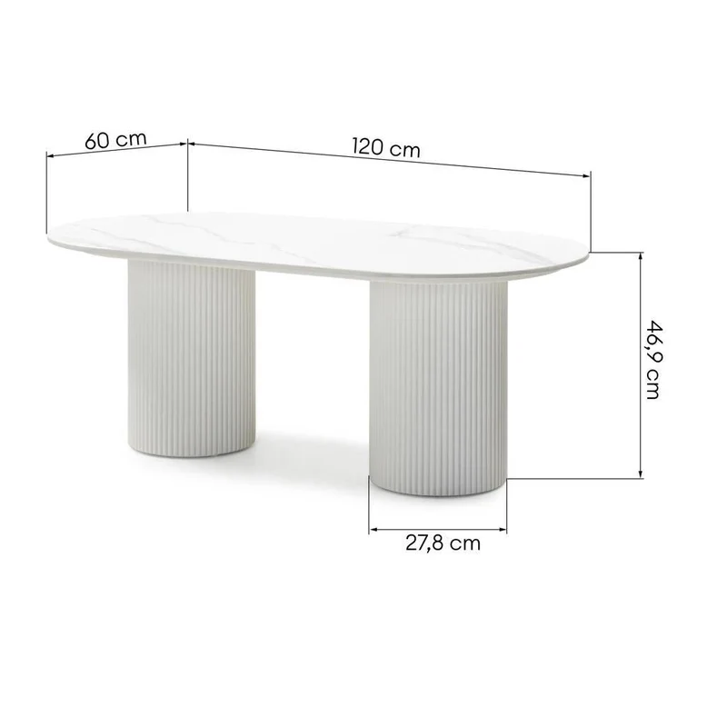 Tavolino da caffè 120 cm MARBELLA ovale effetto marmo
