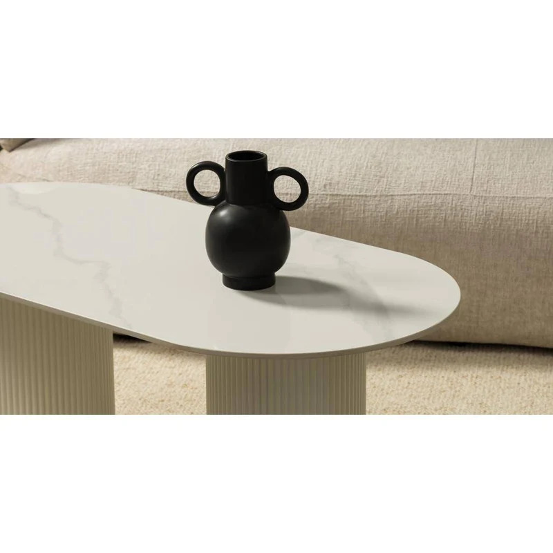 Tavolino da caffè 120 cm MARBELLA ovale effetto marmo