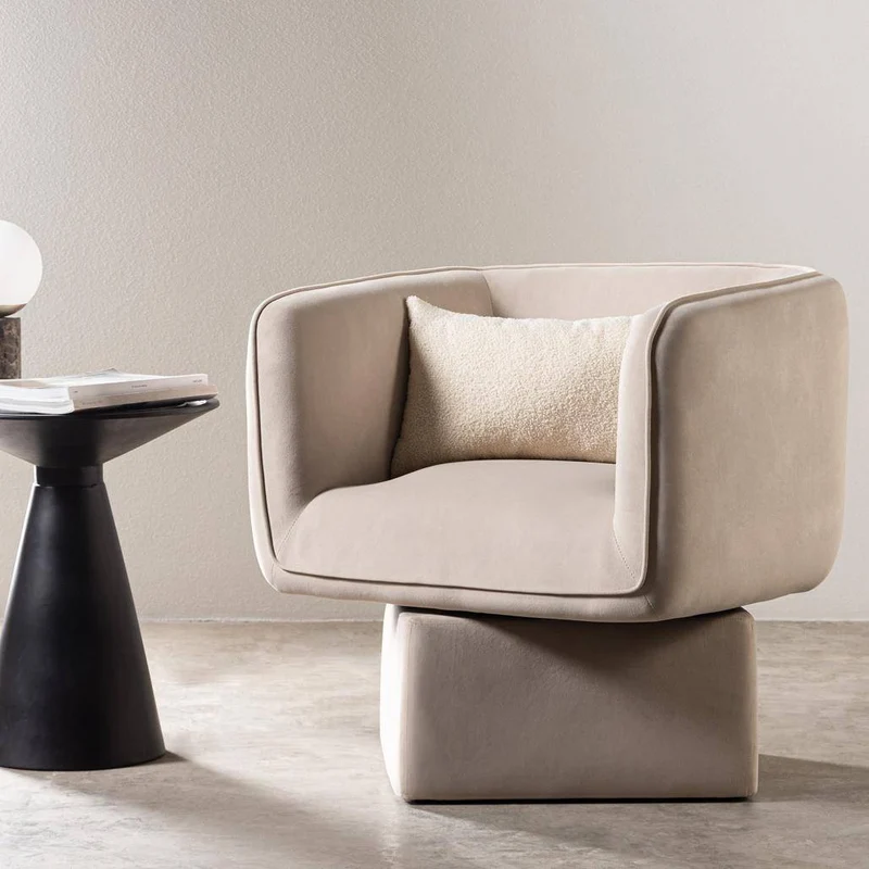 Sedia girevole MAREL beige chiaro velluto