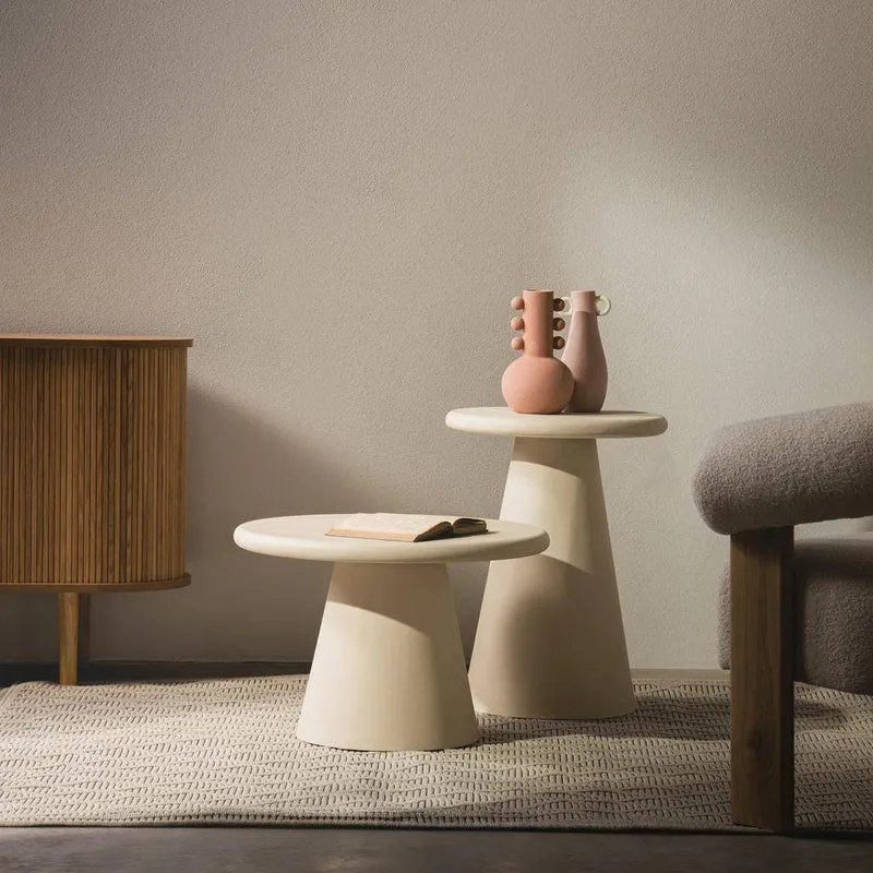 Tavolino da caffè MESTRE 60 cm, rotondo, beige, microcemento