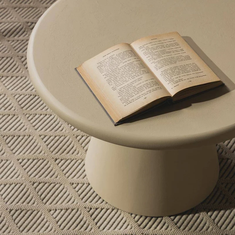 Tavolino da caffè MESTRE 60 cm, rotondo, beige, microcemento