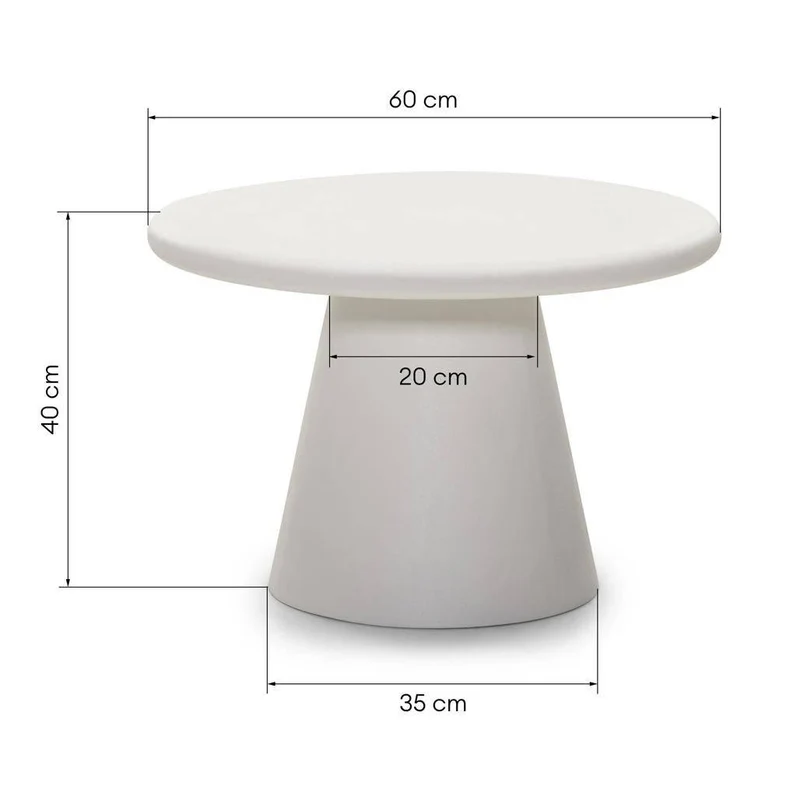 Tavolino da caffè METRE 60 cm, rotondo, ecru, microcemento