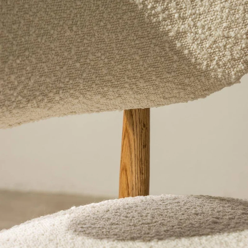 Sedia rivestita MIA, bianco, bouclé/rovere