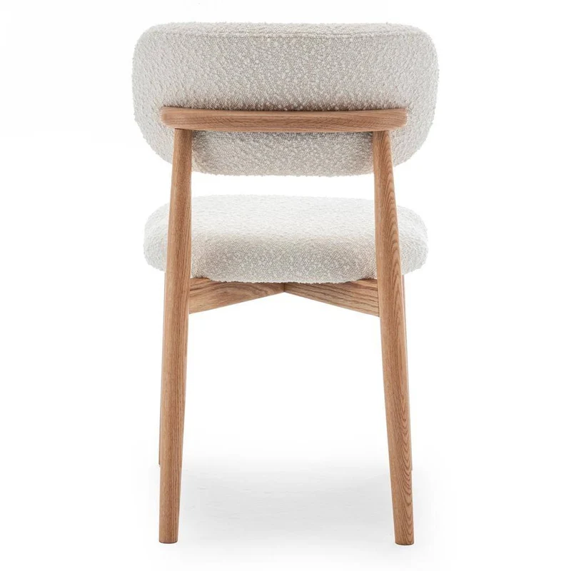 Sedia rivestita MIA, bianco, bouclé/rovere