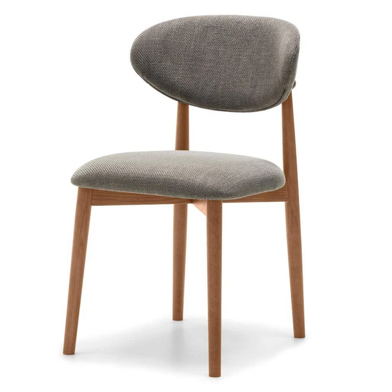 Sedia rivestita MIA, grigio scuro/noce