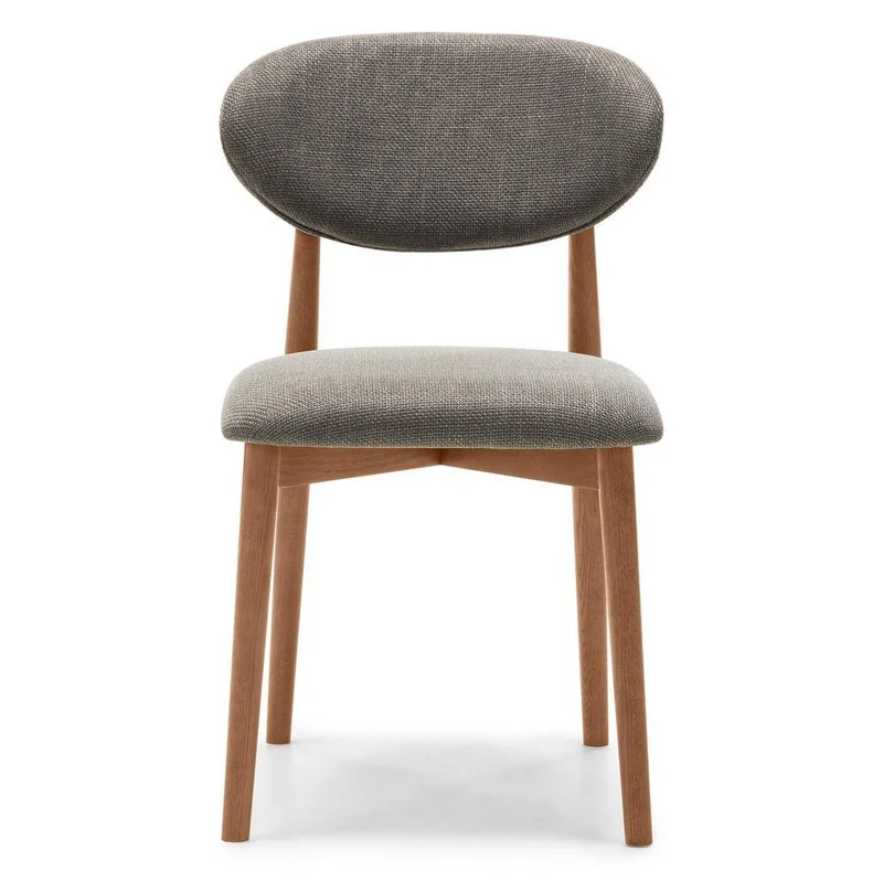 Sedia rivestita MIA, grigio scuro/noce