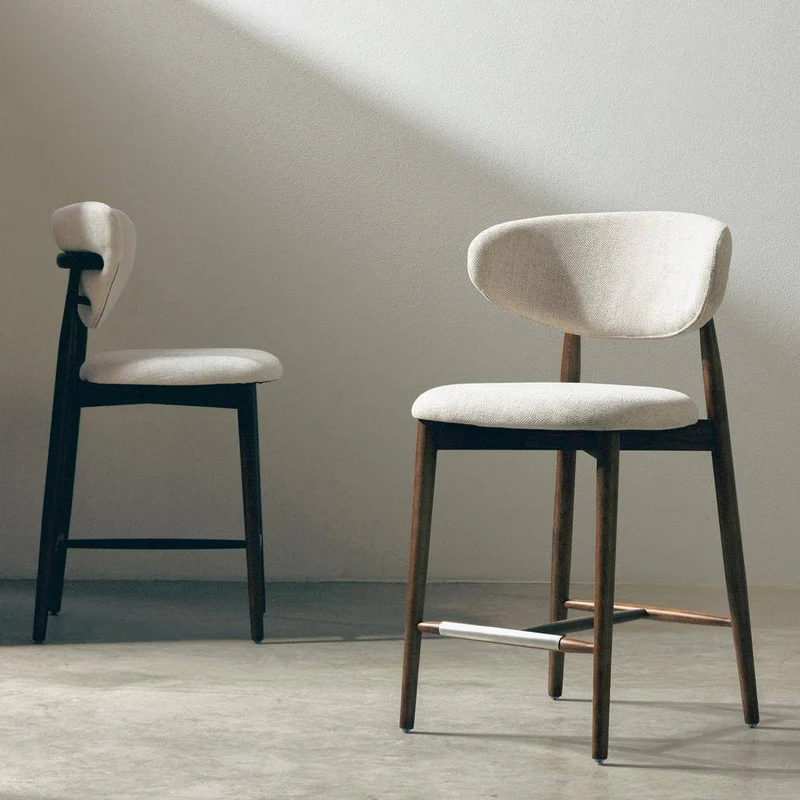Sgabello da Bar MIRALI Beige e Marrone