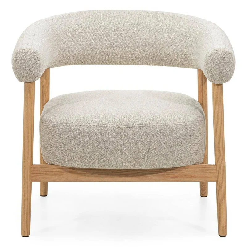 Poltrona MUE beige chiaro con legno di quercia