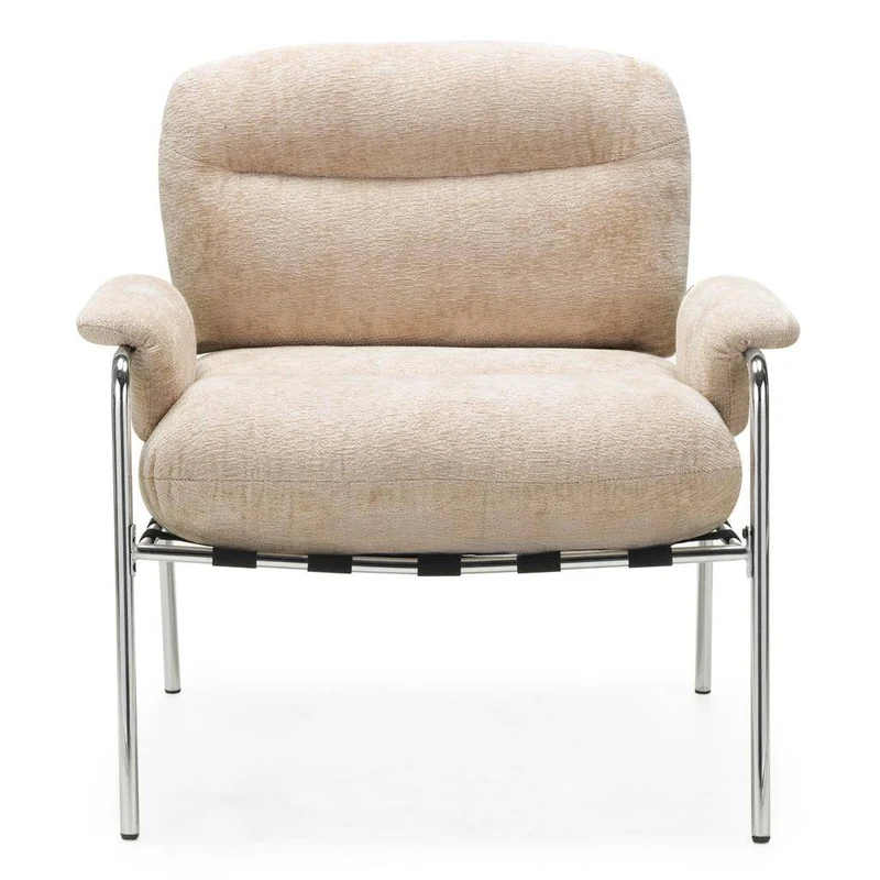 Poltrona MOYA beige con struttura cromata