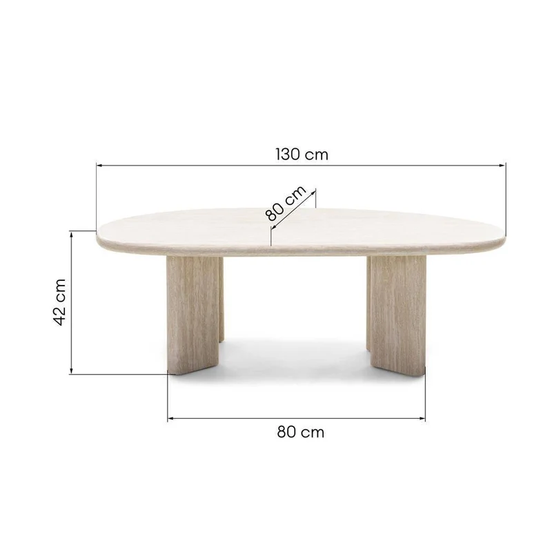 Tavolino da Caffè NADIN 130 cm, Travertino
