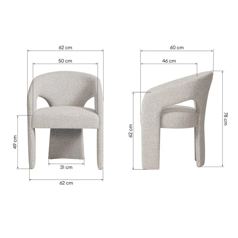Sedia imbottita NAURINE, beige e crema