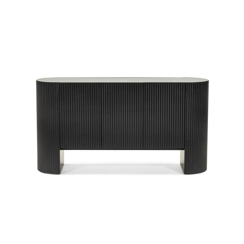 Cassettiera NOIR nero con superficie rigata