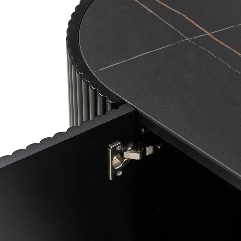 Cassettiera NOIR nero con superficie rigata