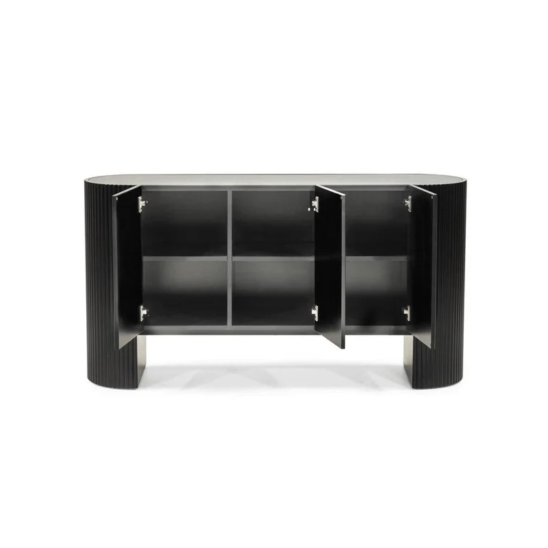 Cassettiera NOIR nero con superficie rigata
