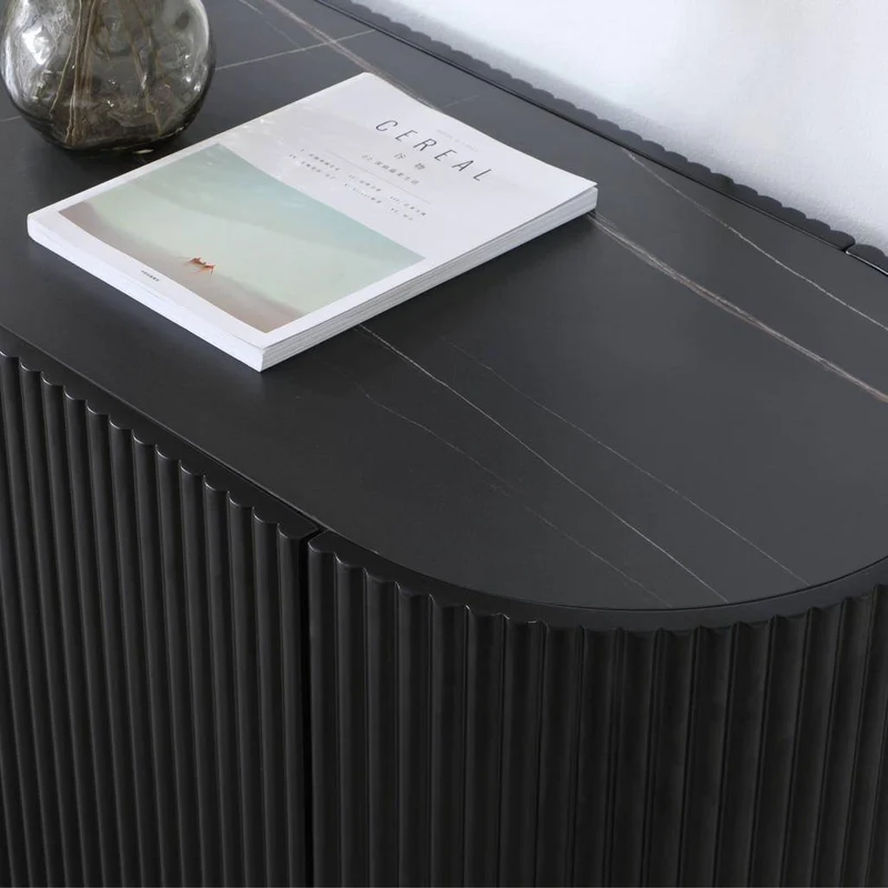 Cassettiera NOIR nero con superficie rigata