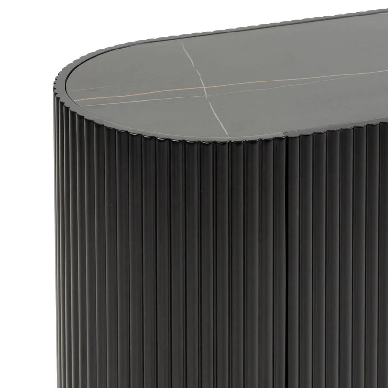 Cassettiera NOIR nero con superficie rigata