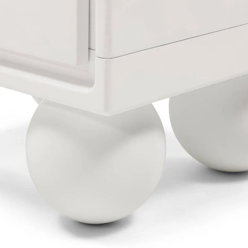 Comodino NORI bianco con gambe sferiche