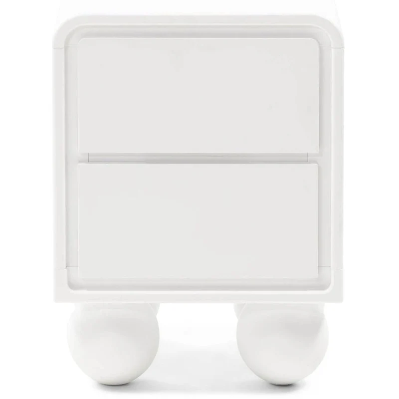 Comodino NORI bianco con gambe sferiche