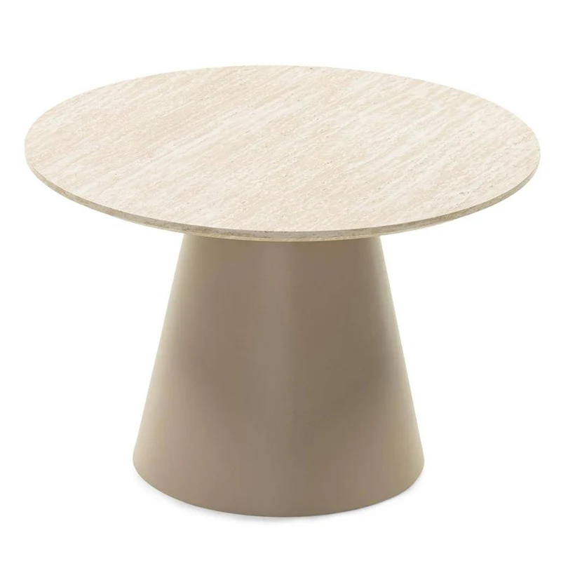 Tavolino da caffè rotondo OREZ, beige travertino