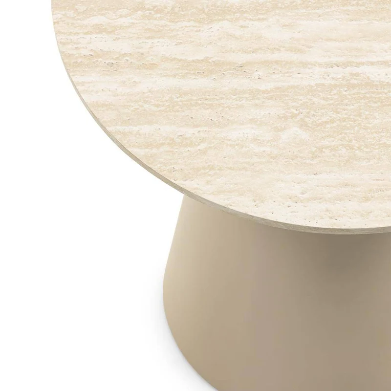 Tavolino da caffè rotondo OREZ, beige travertino
