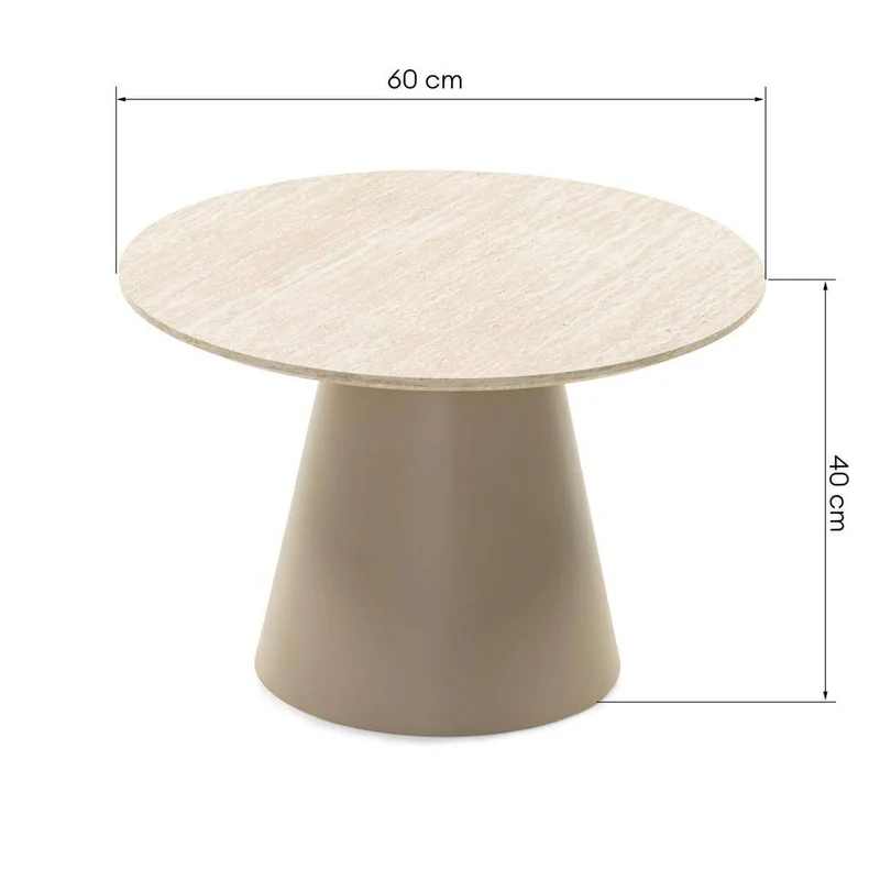Tavolino da caffè rotondo OREZ, beige travertino